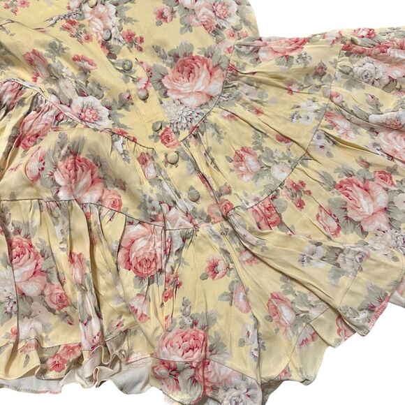 Vanessa Mooney Floral The Elisabeth Bustier Romper Butter Yellow Rose L NEW - Picture 11 of 16